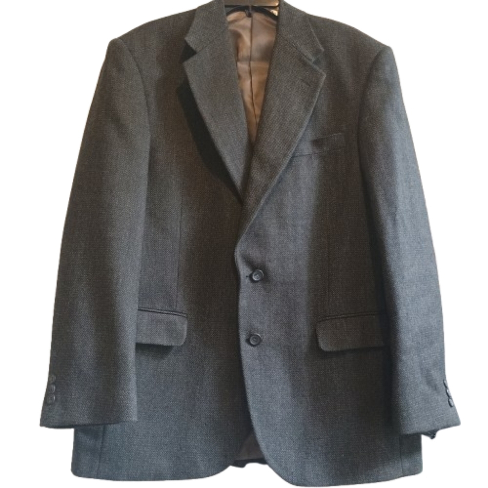 Pendleton Men’s Wool Blazer 46R Black Brown Tweed‎ 2-Button Sport Coat Lined USA